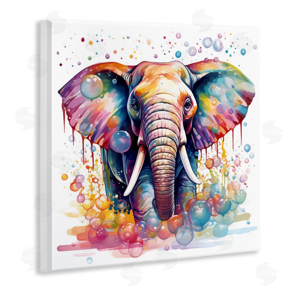 MB Cunningham Bubble Pattern Elephant Wooden Wall Plaque Art Print