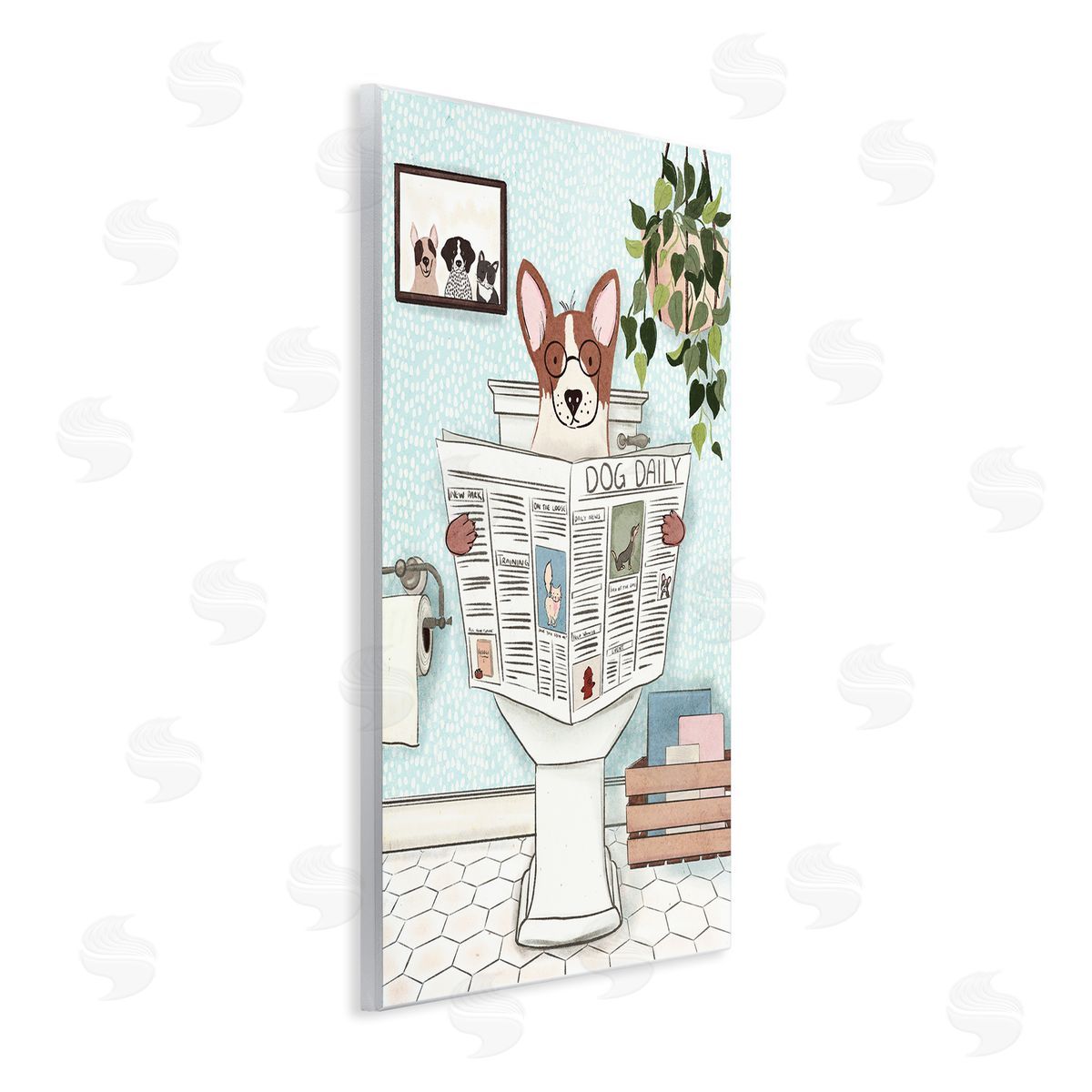 Pup with Newspaper Wood Plaque Wall Art, Home Decor by JJ Design House, LLC.