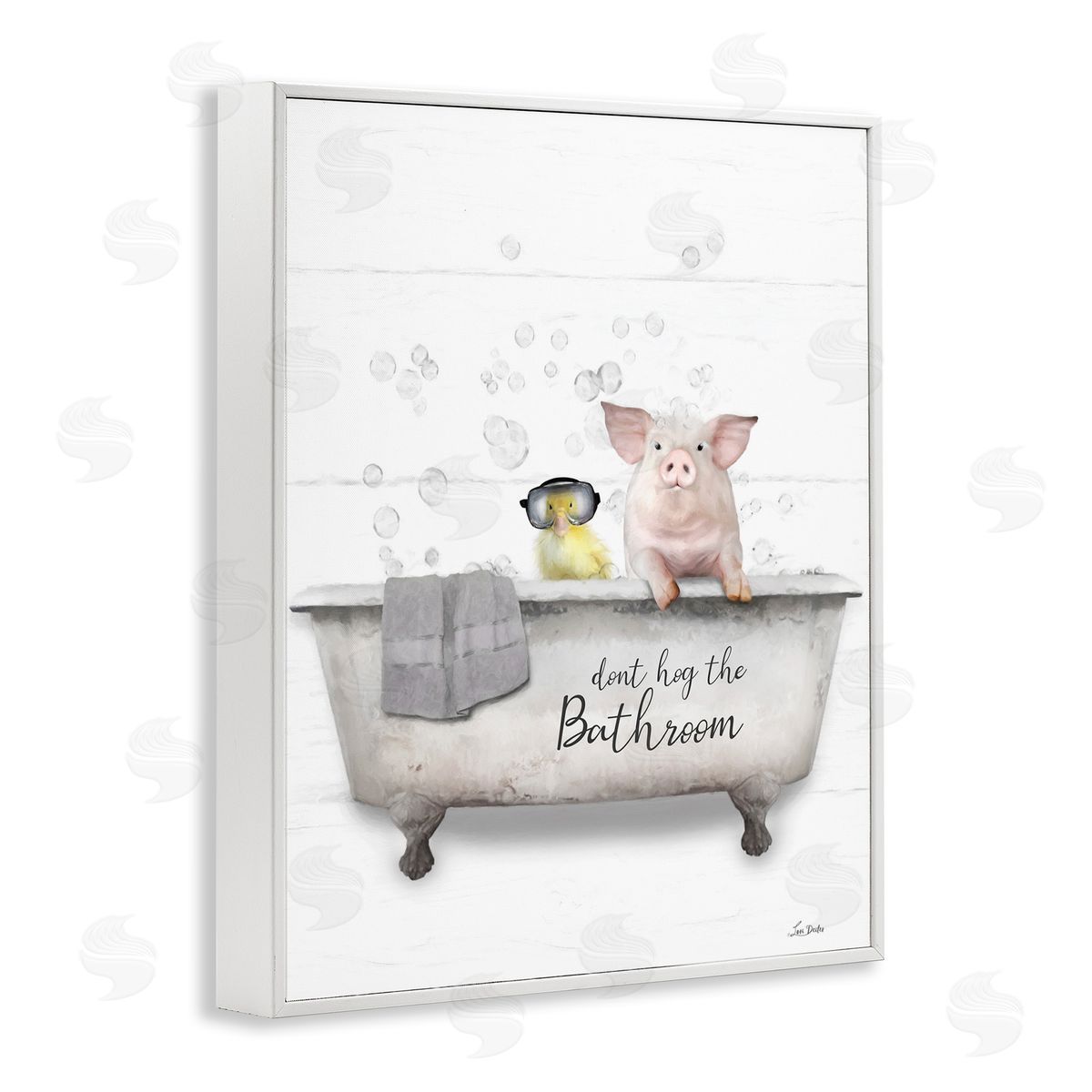 Don't Hog Bathroom White Frame Print Wall Art, Home Decor by Lori Deiter