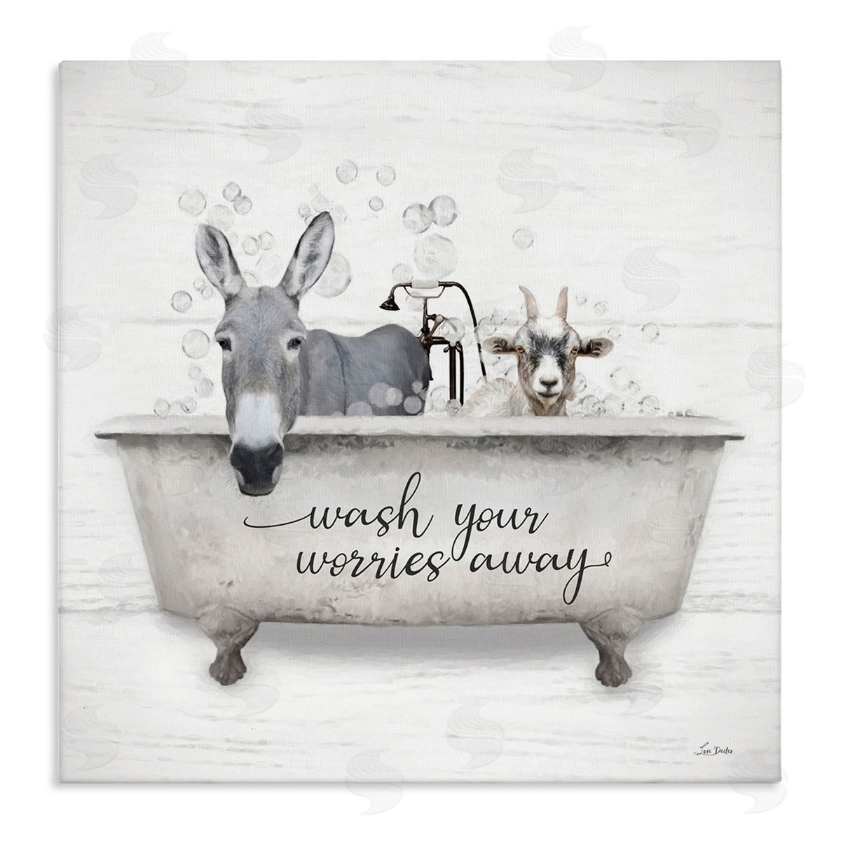 Wash Worries Away Tub Canvas Wall Art, Home Decor by Lori Deiter