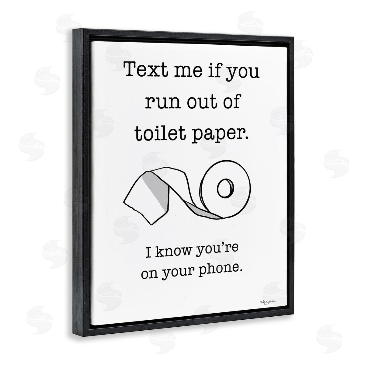 Text Me for Toilet Paper Black Floating Frame Canvas Wall Art, Home Decor by Molly Matin