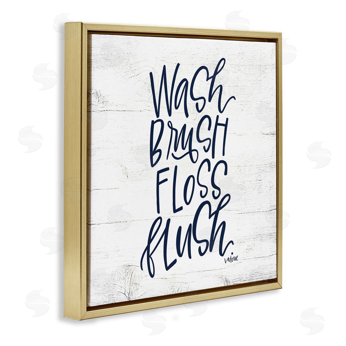 Rustic Bathroom Rules Gold Floating Frame Canvas Wall Art, Home Decor by Valerie Weiners