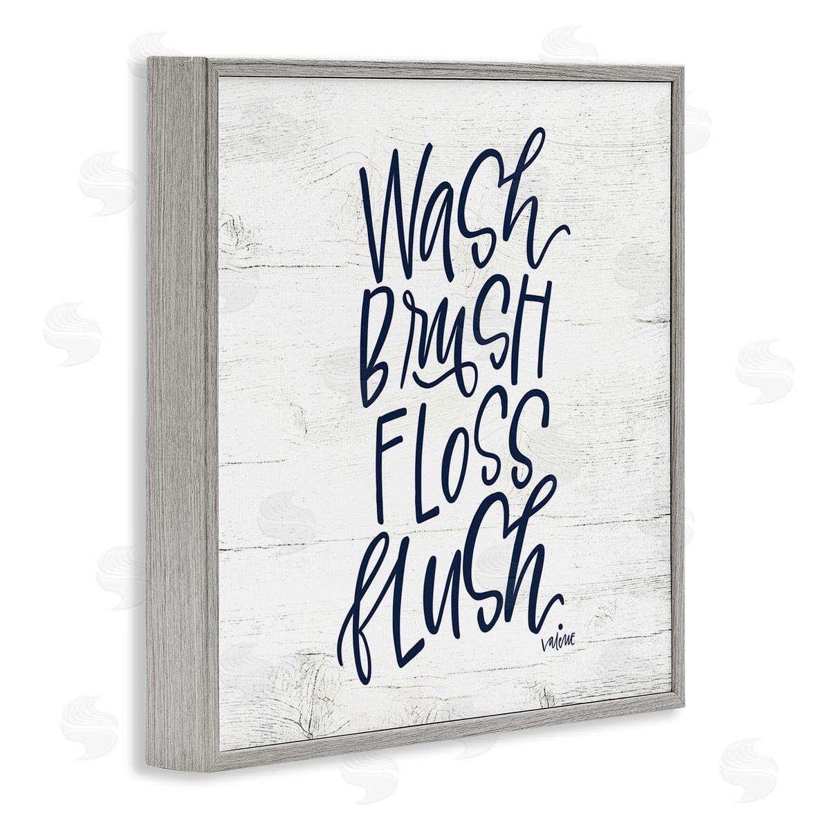 Rustic Bathroom Rules Grey Frame Print Wall Art, Home Decor by Valerie Weiners