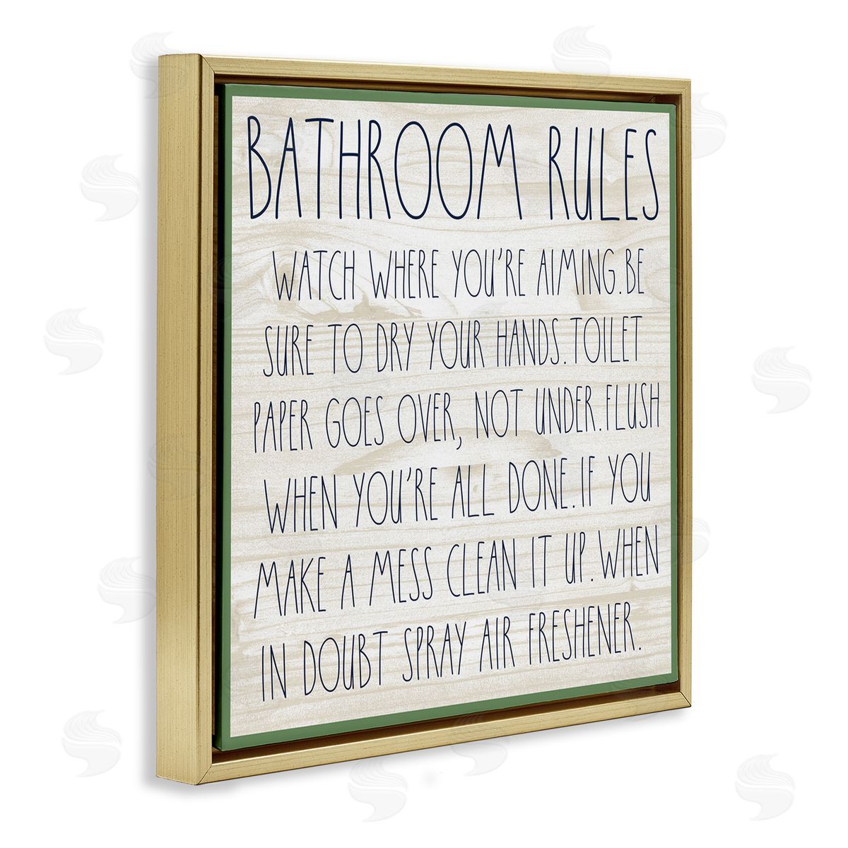 Rustic Chic Bathroom Gold Floating Frame Canvas Wall Art, Home Decor by Valerie Weiners