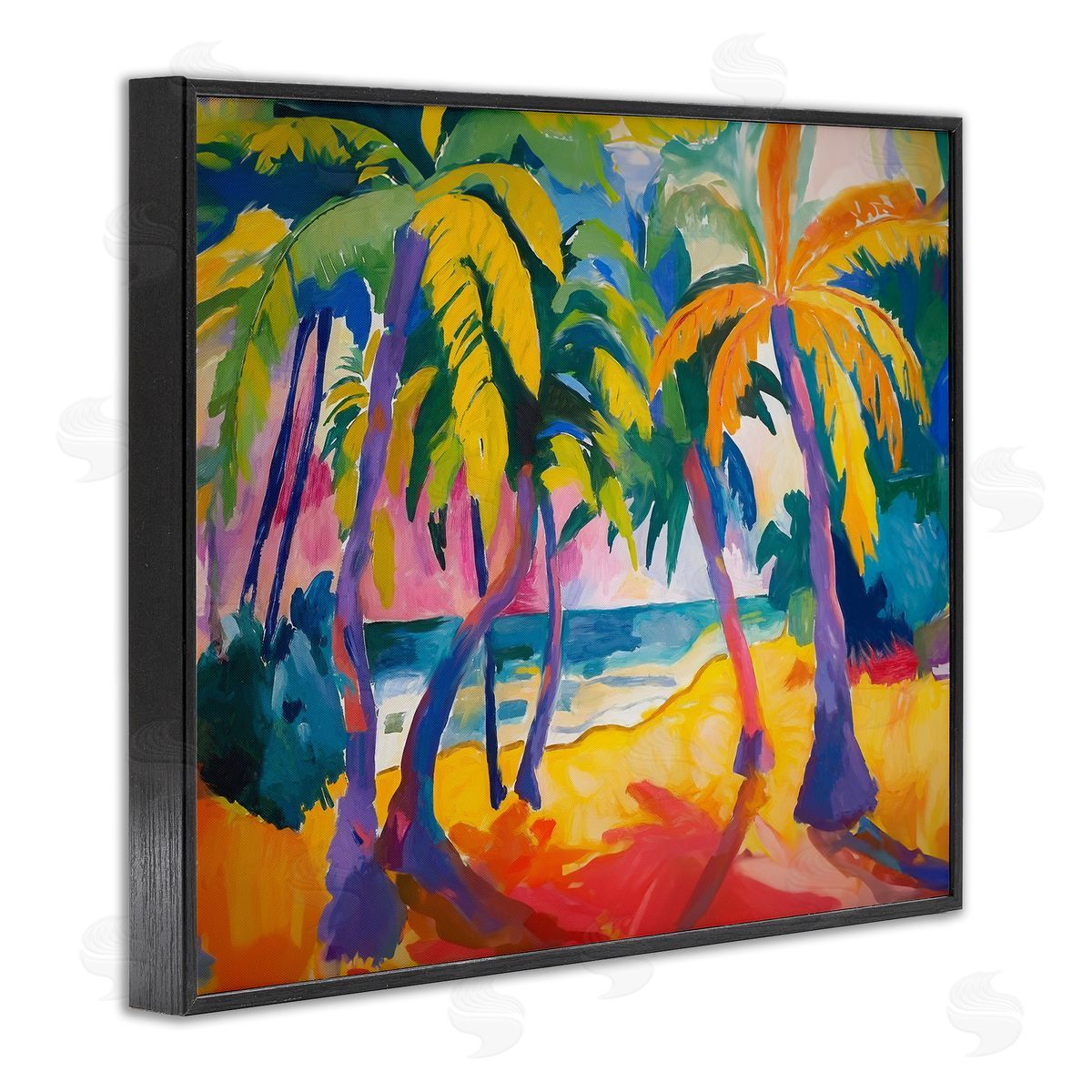 Tropical Palm Paradise Black Frame Print Wall Art, Home Decor by Ramona Murdock