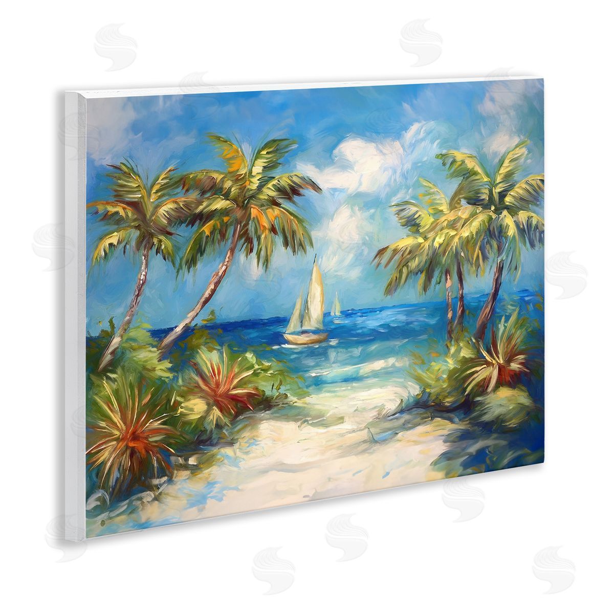 Tropical Paradise Harbor Wood Plaque Wall Art, Home Decor by Ramona Murdock