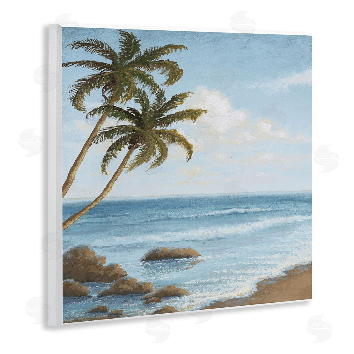 Palm Trees Looming Beach Wood Plaque Wall Art, Home Decor by Michael Marcon