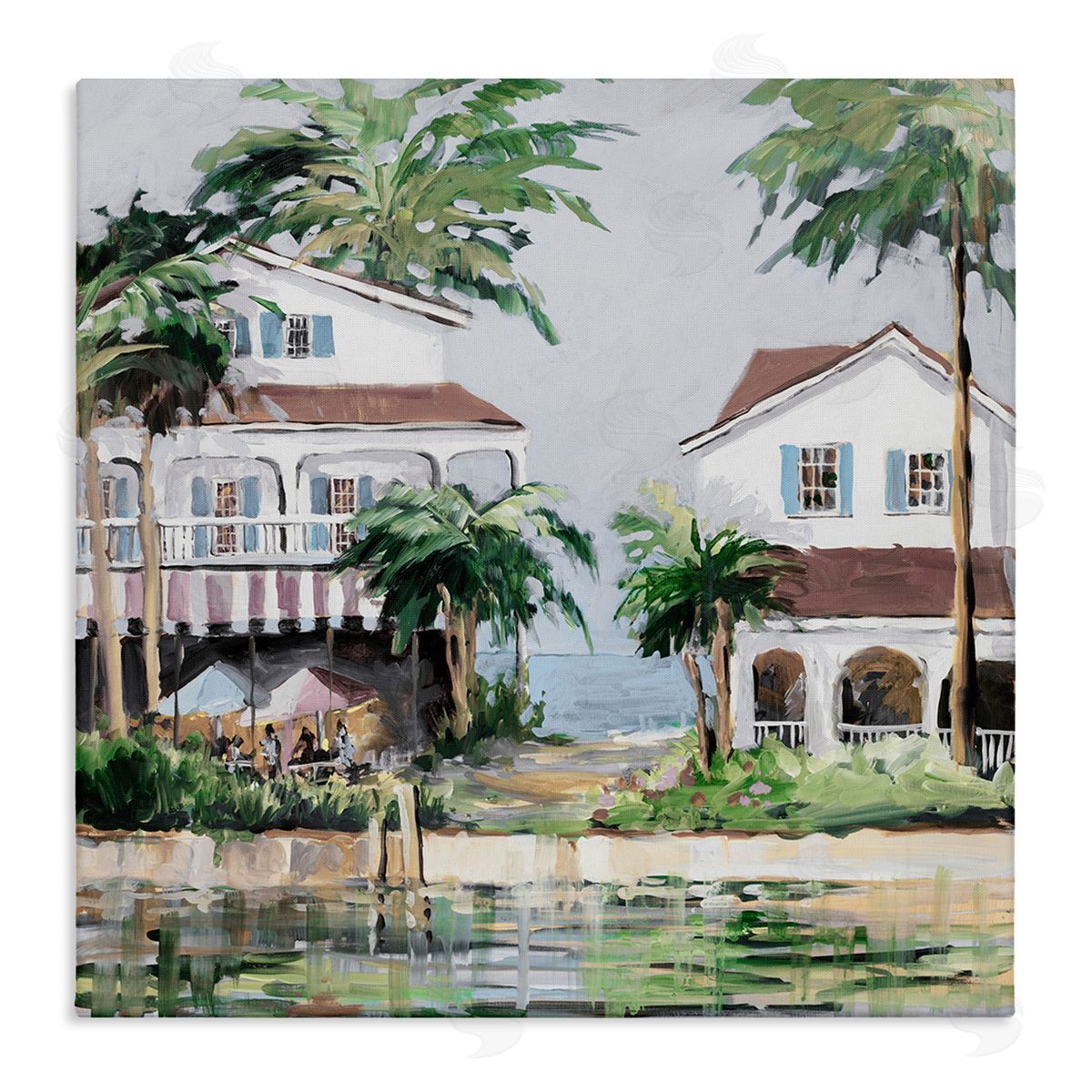 Coastal Bay Cottages Canvas Wall Art, Home Decor by Jane Slivka