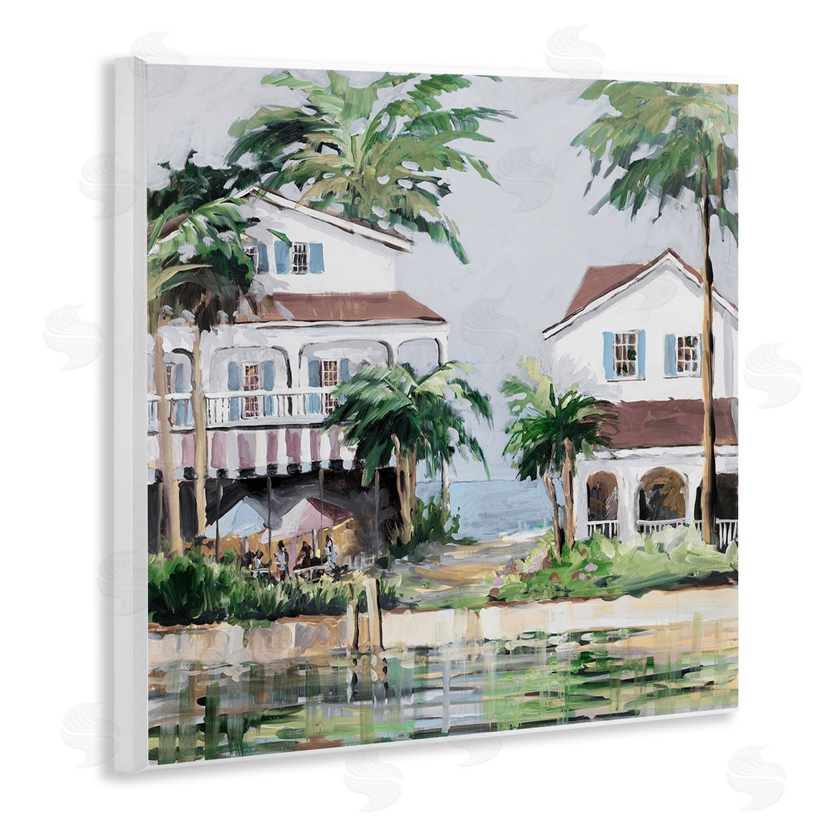 Coastal Bay Cottages Wood Plaque Wall Art, Home Decor by Jane Slivka