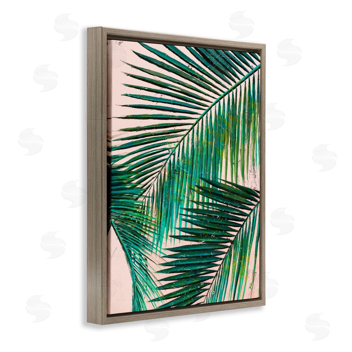 Flowing Palm Fronds Brown Floating Frame Canvas Wall Art, Home Decor by Patricia Pinto