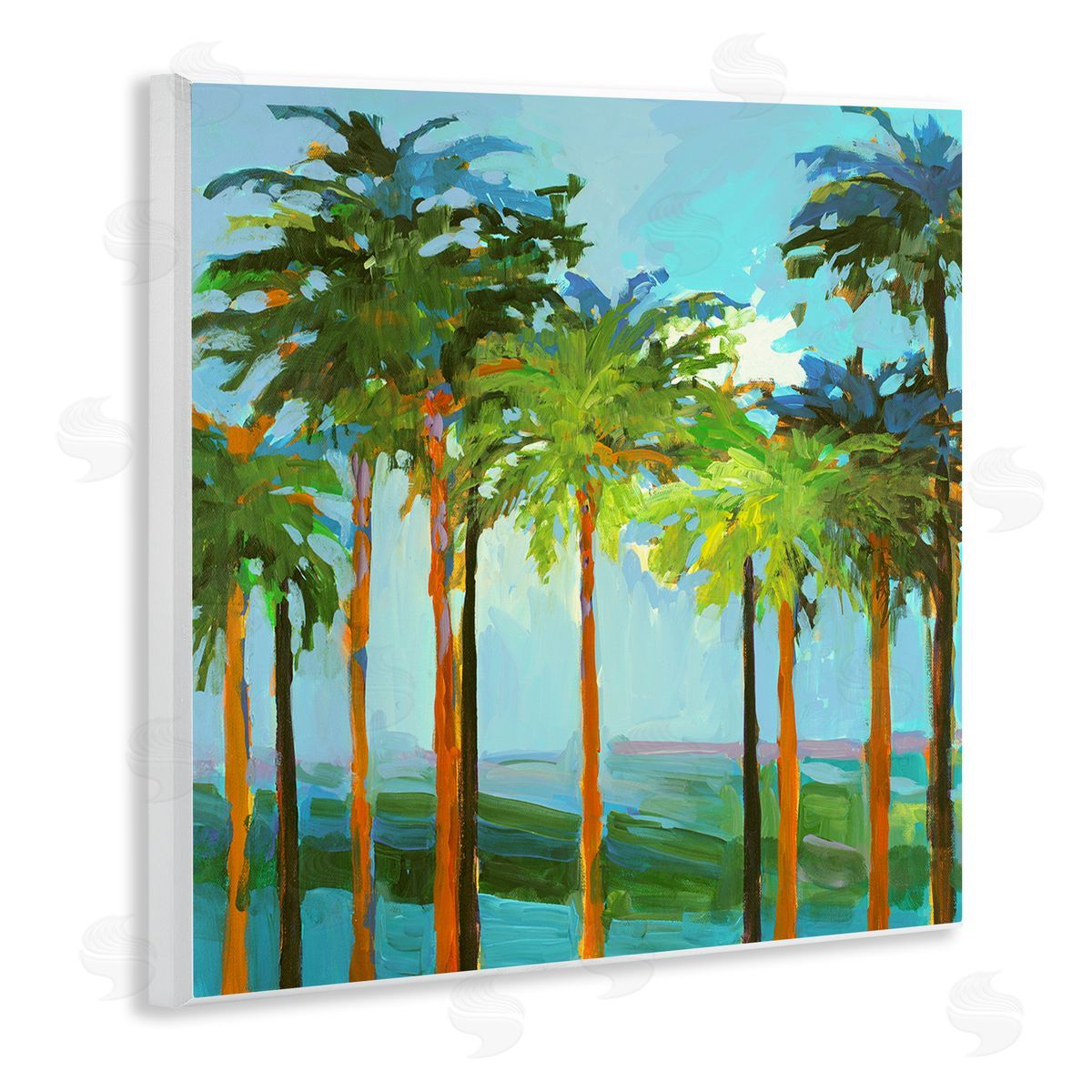 Tall Palms Abstraction Wood Plaque Wall Art, Home Decor by Jane Slivka