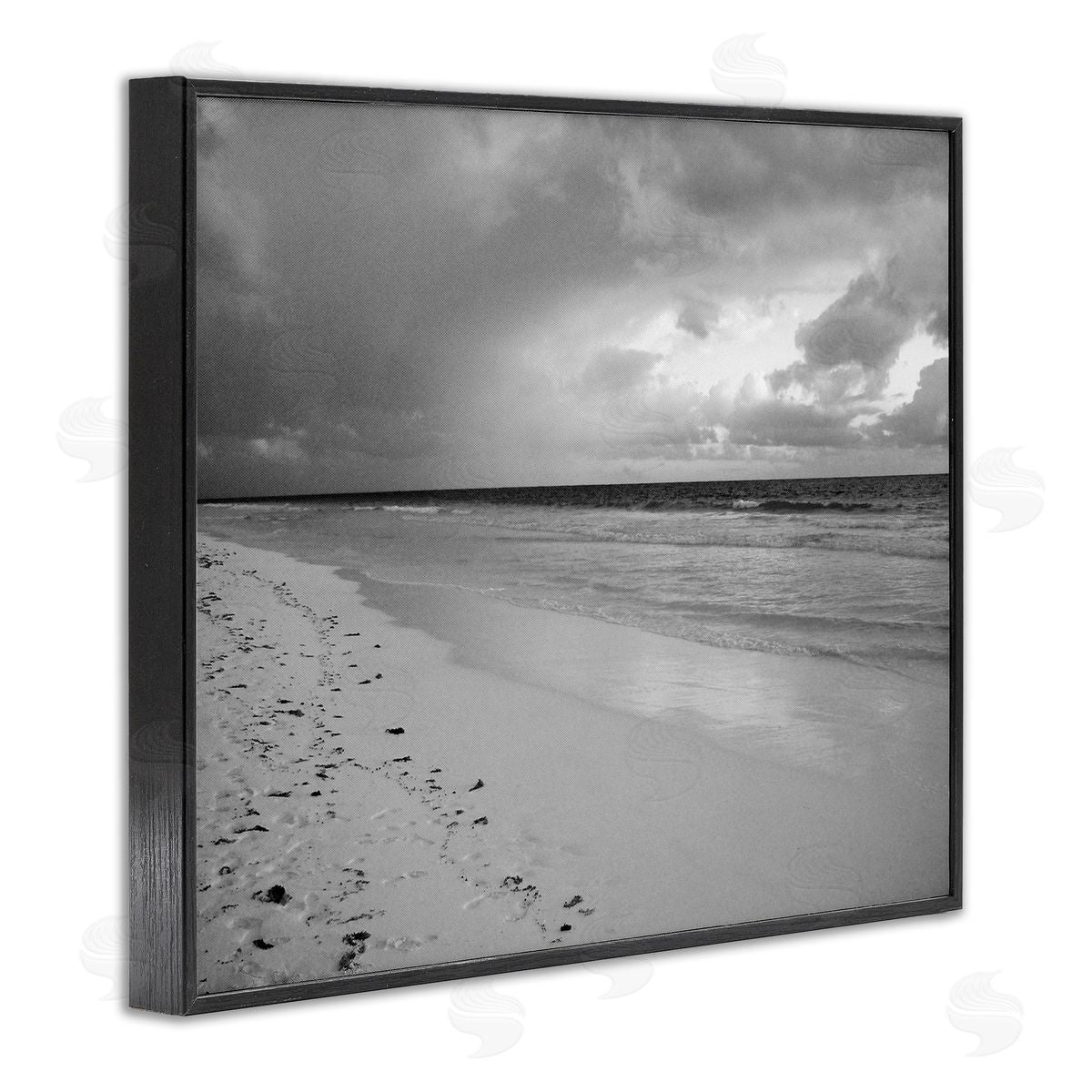 Beach Shore with Footprints Black Frame Print Wall Art, Home Decor by Jairo Rodriguez