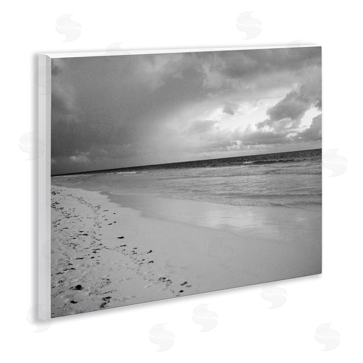 Beach Shore with Footprints Wood Plaque Wall Art, Home Decor by Jairo Rodriguez