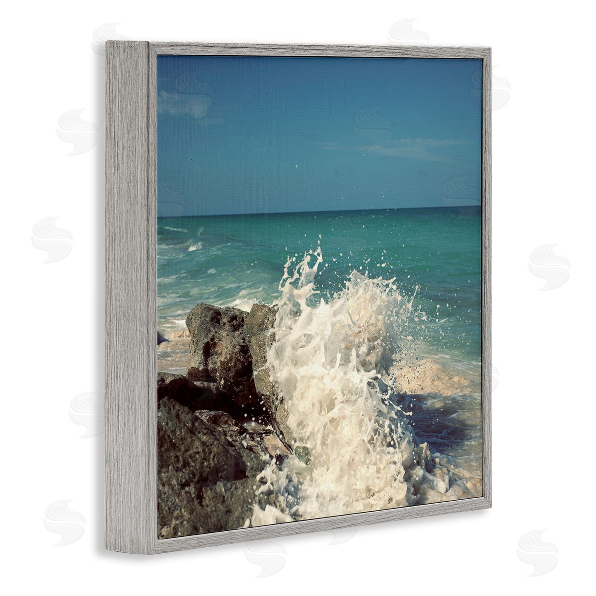 Splashing Beach Spray Grey Frame Print Wall Art, Home Decor by Susan Bryant