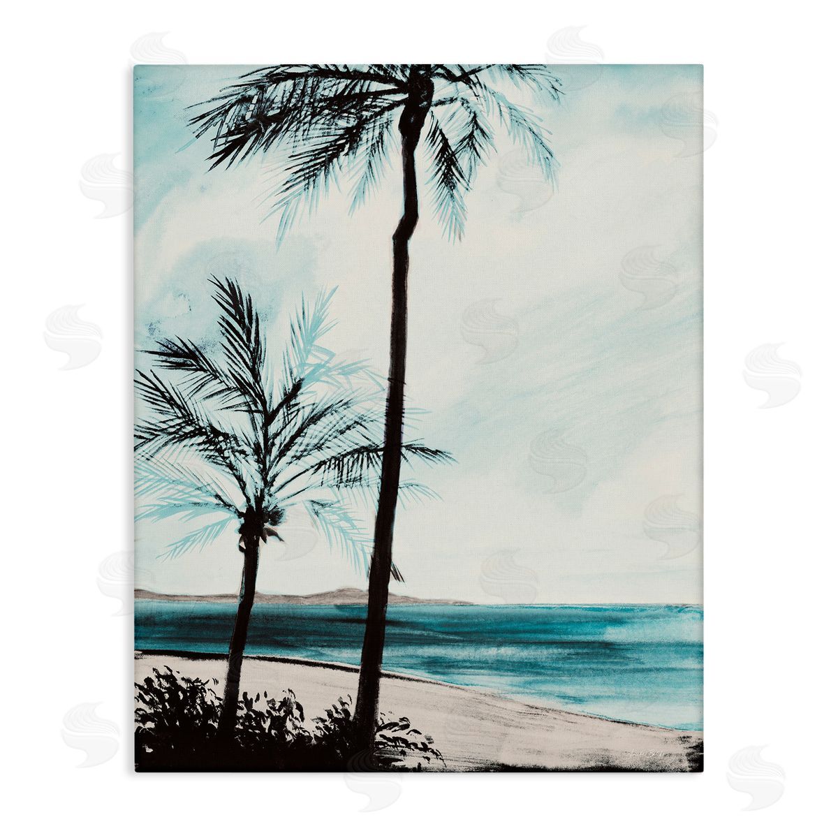 Beach Palm Silhouettes Canvas Wall Art, Home Decor by Linda Baliko