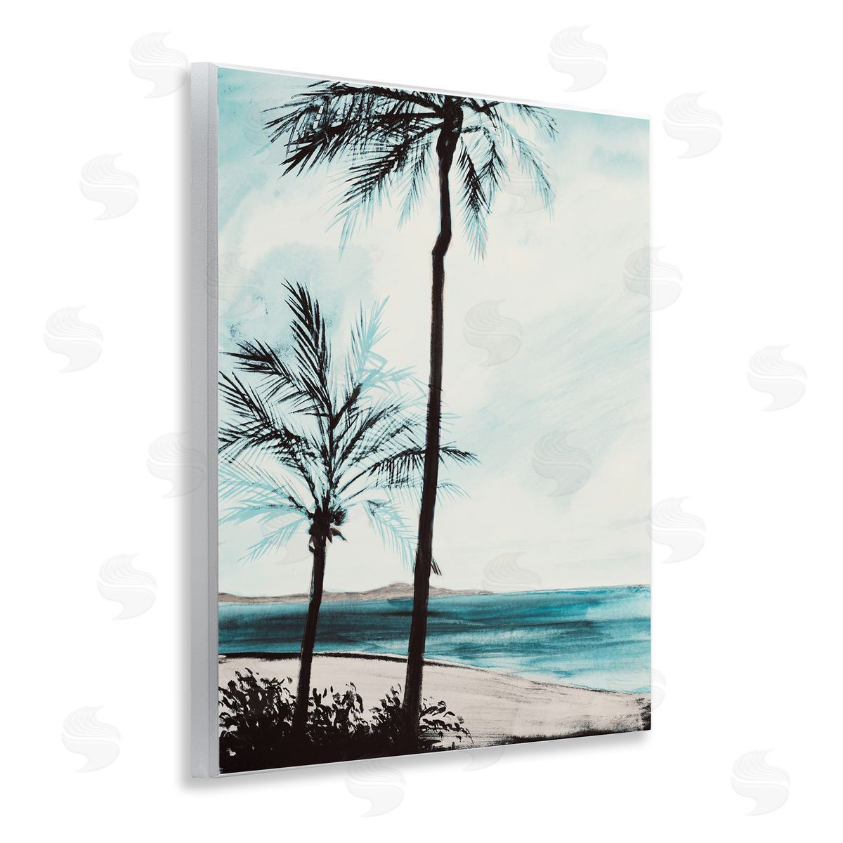 Beach Palm Silhouettes Wood Plaque Wall Art, Home Decor by Linda Baliko