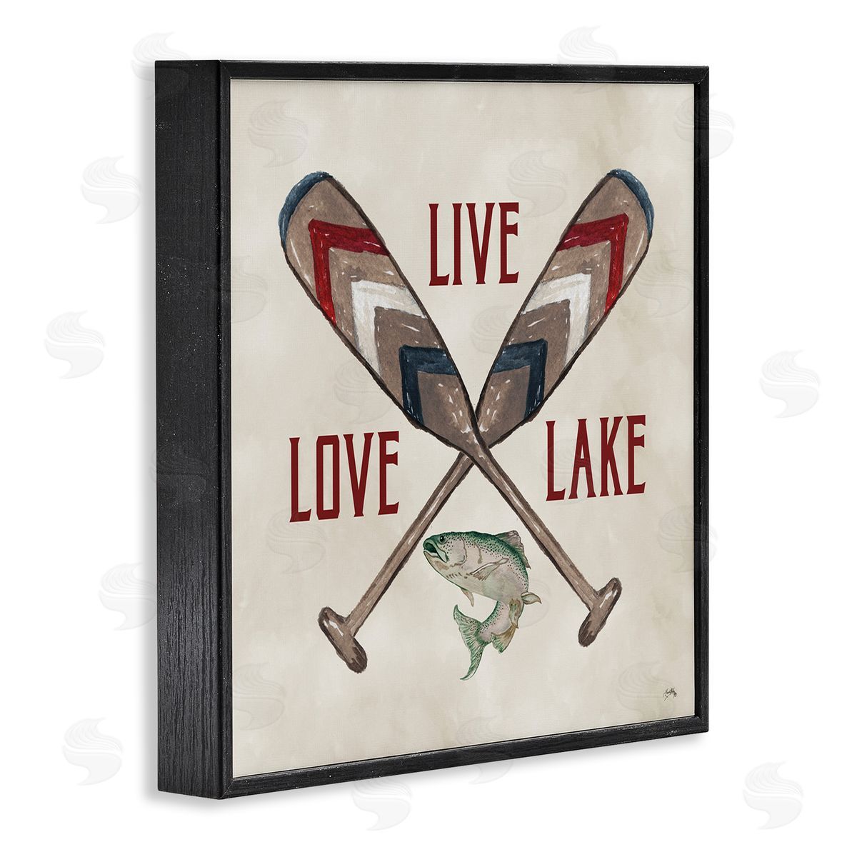 Live Love Lake Oars Black Frame Print Wall Art, Home Decor by Elizabeth Medley