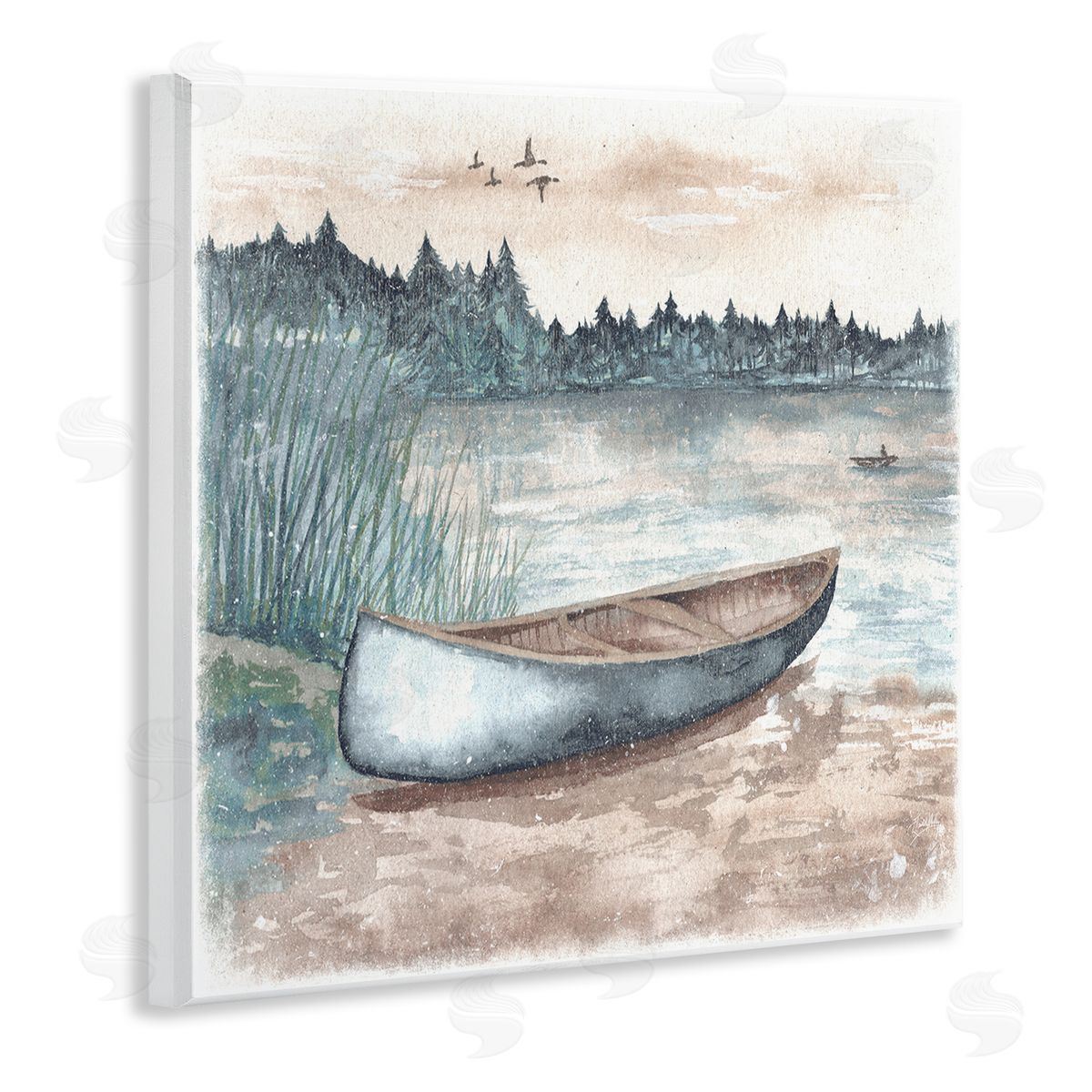 Canoe on Lake Shore Wood Plaque Wall Art, Home Decor by Elizabeth Medley