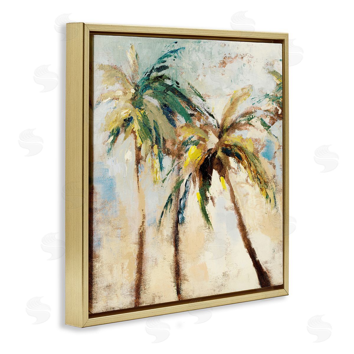 Tall Palm Trees Abstract Gold Floating Frame Canvas Wall Art, Home Decor by Lanie Loreth