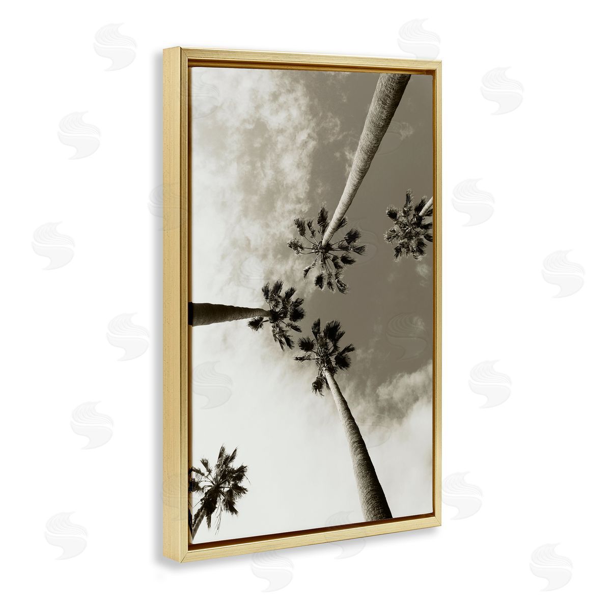 Centric Palm Trees Gold Floating Frame Canvas Wall Art, Home Decor by Wil Stewart