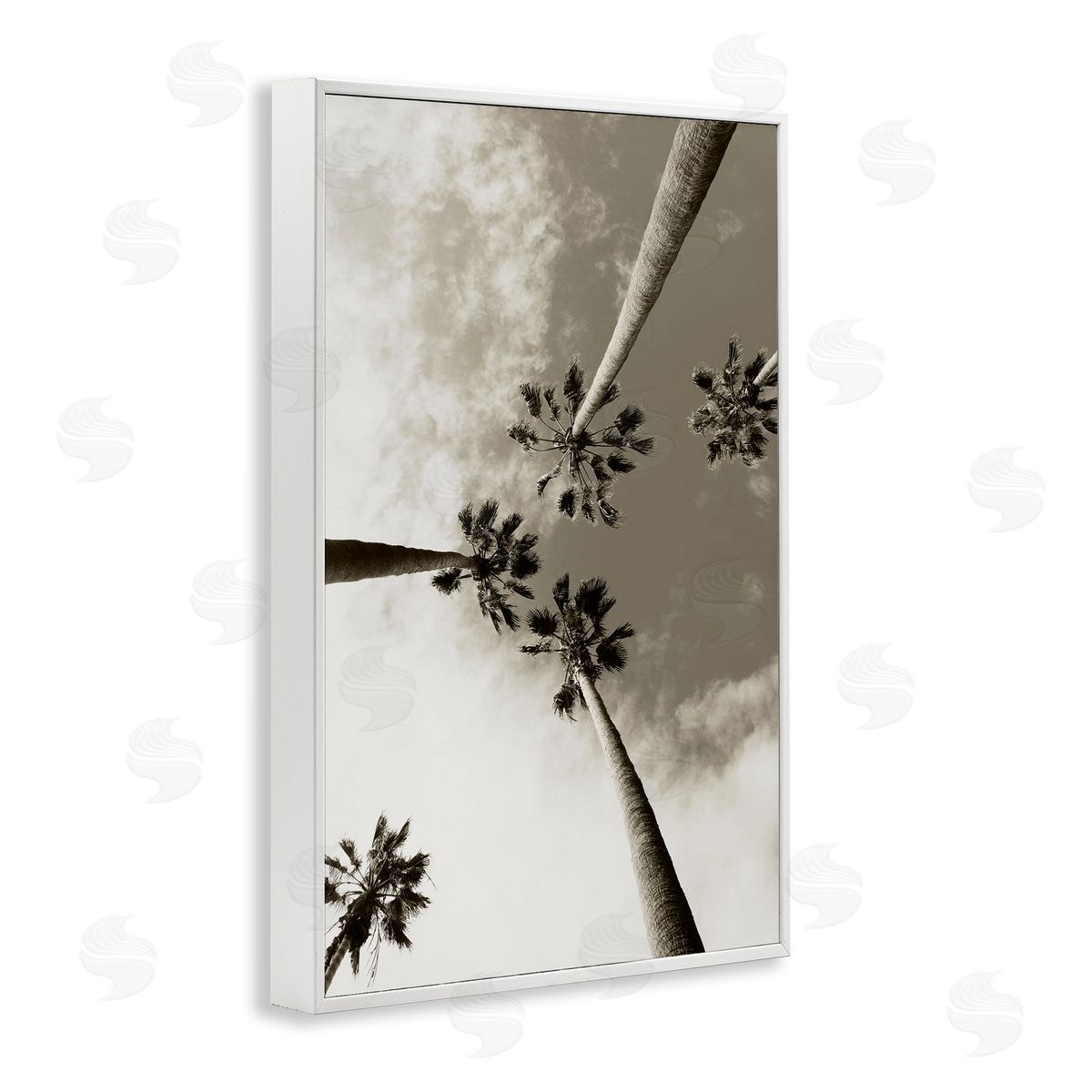 Centric Palm Trees White Frame Print Wall Art, Home Decor by Wil Stewart