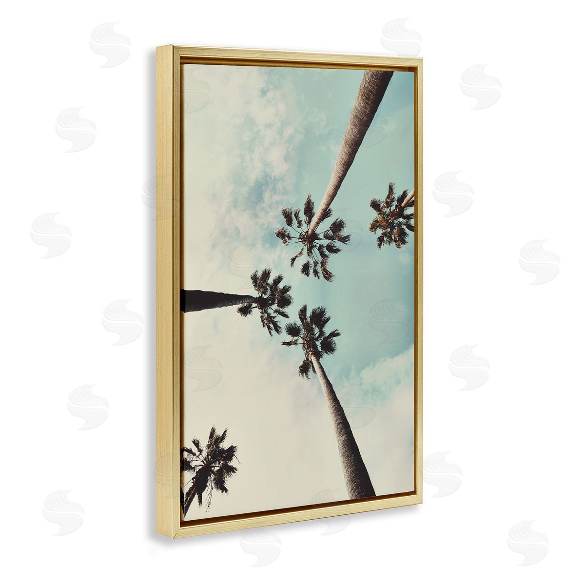 Centric Tropical Palms Gold Floating Frame Canvas Wall Art, Home Decor by Wil Stewart