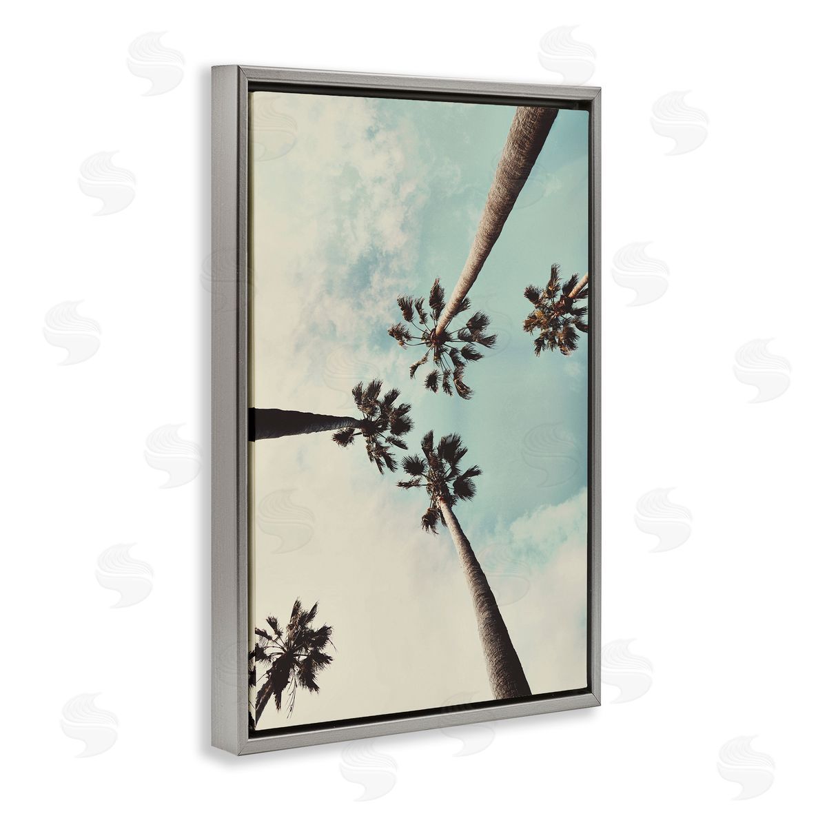 Centric Tropical Palms Grey Floating Frame Canvas Wall Art, Home Decor by Wil Stewart