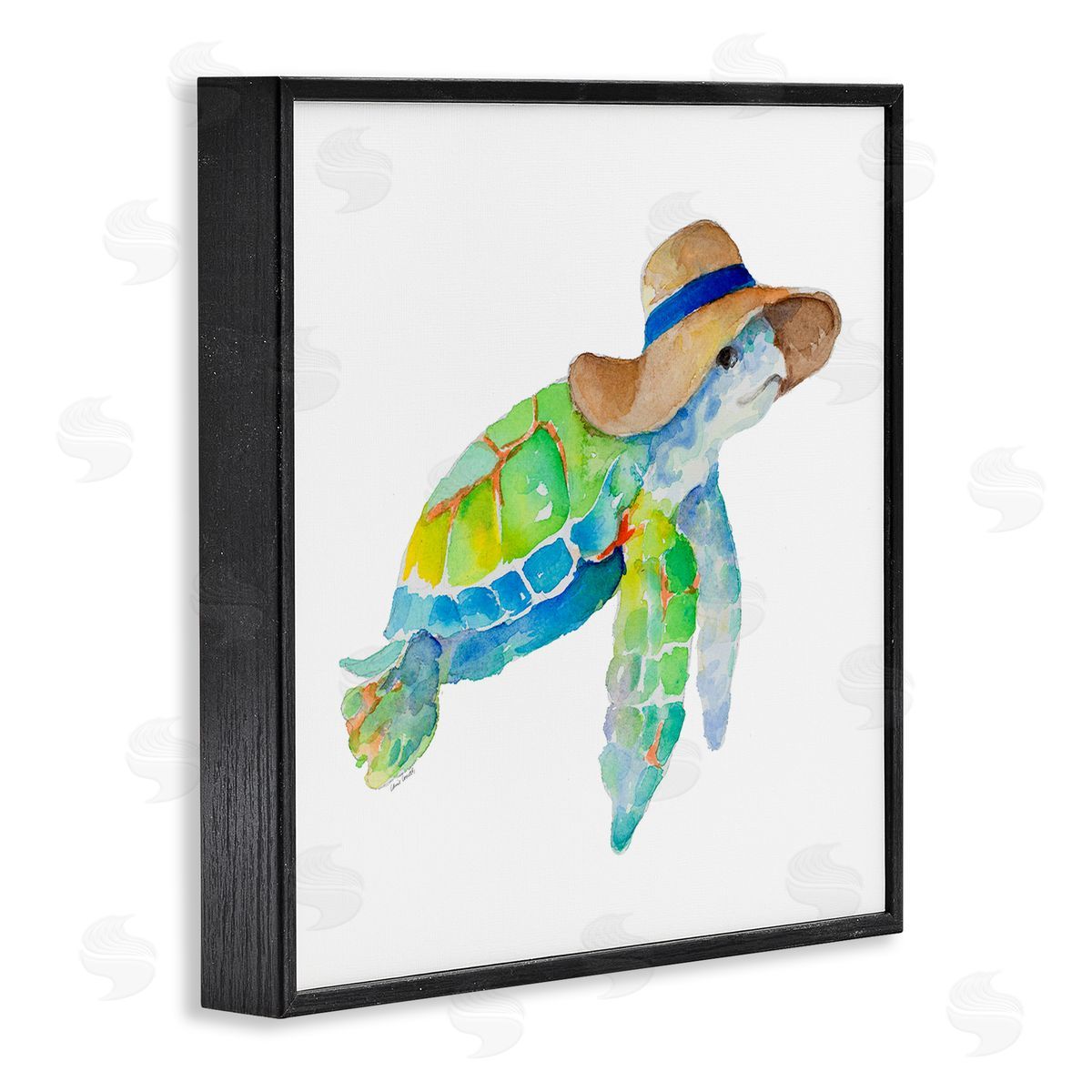 Beach Ready Turtle Black Frame Print Wall Art, Home Decor by Lanie Loreth