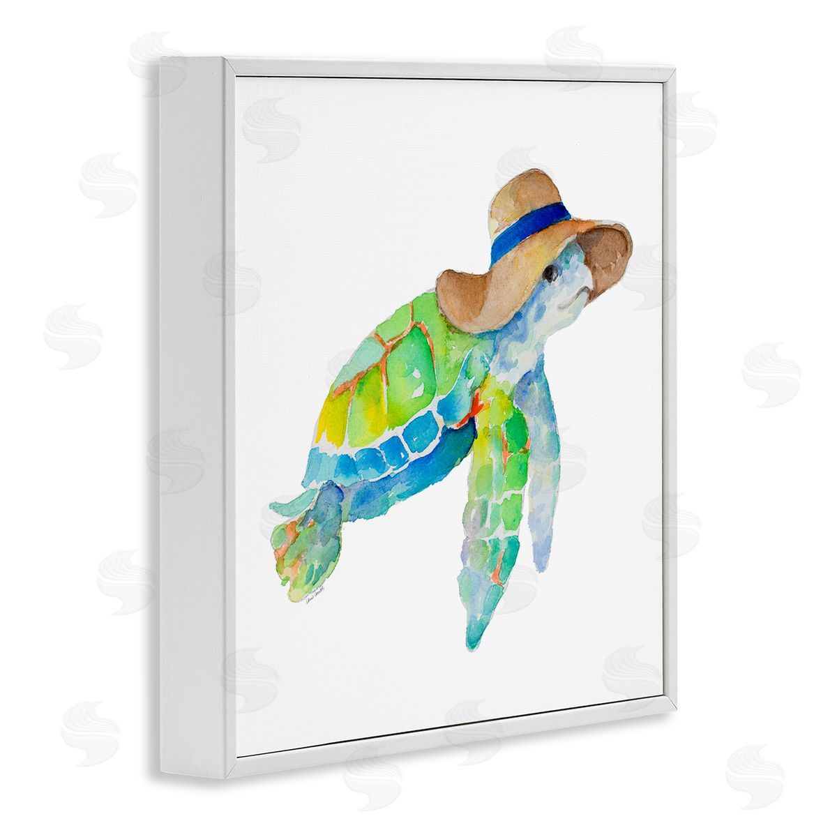 Beach Ready Turtle White Frame Print Wall Art, Home Decor by Lanie Loreth