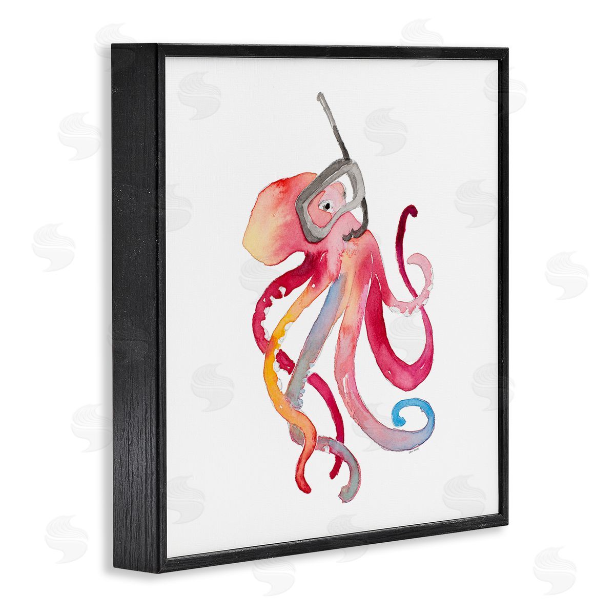 Snorkel Mask Octopus Black Frame Print Wall Art, Home Decor by Lanie Loreth