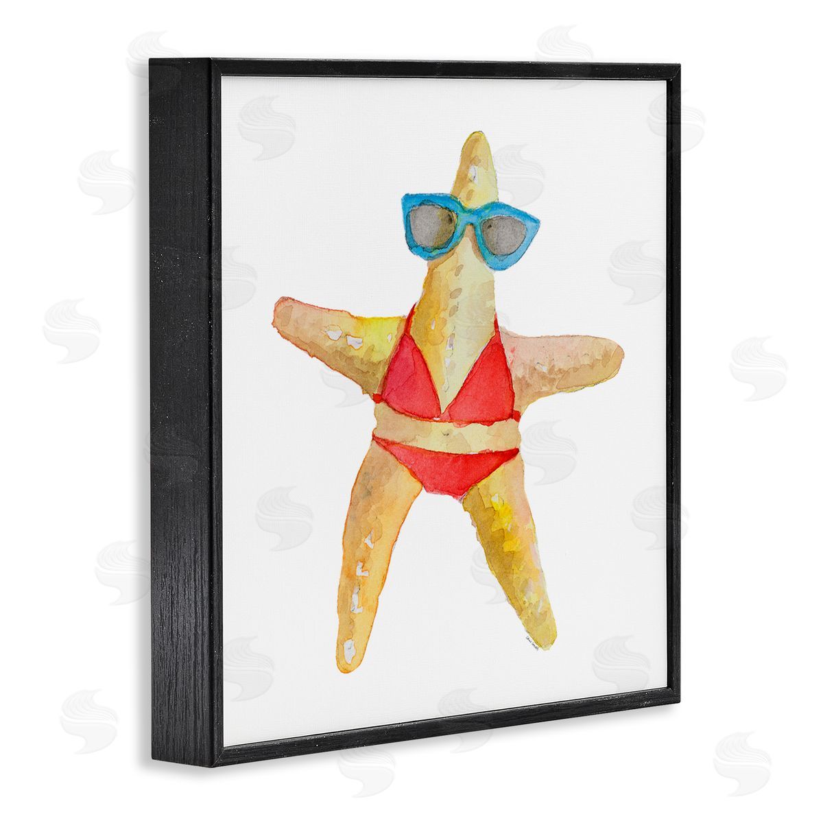 Fun Swimsuit Starfish Black Frame Print Wall Art, Home Decor by Lanie Loreth