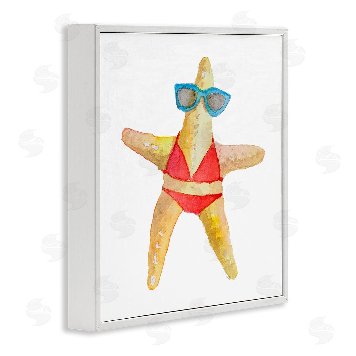 Fun Swimsuit Starfish White Frame Print Wall Art, Home Decor by Lanie Loreth
