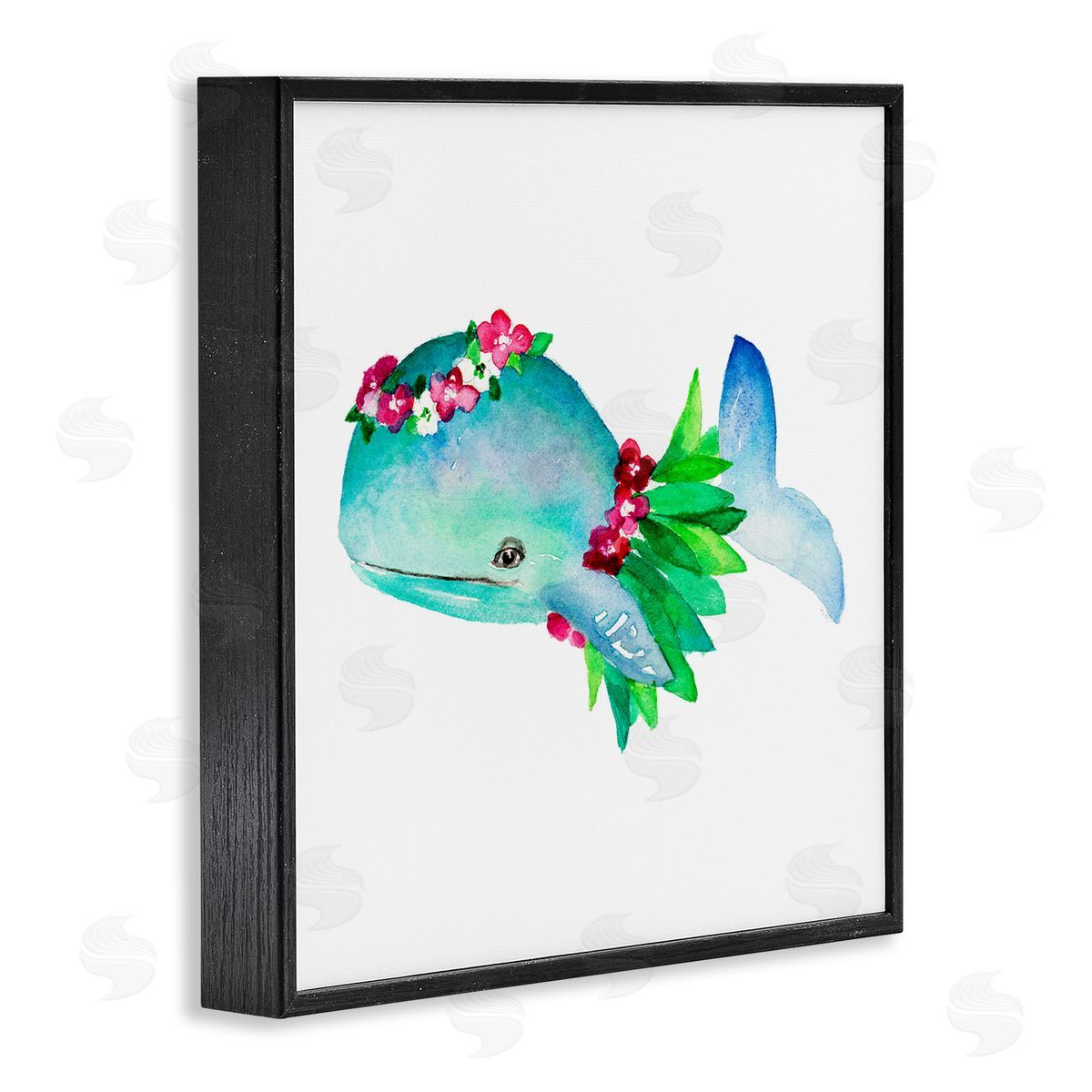 Hula Skirt Whale Black Frame Print Wall Art, Home Decor by Lanie Loreth
