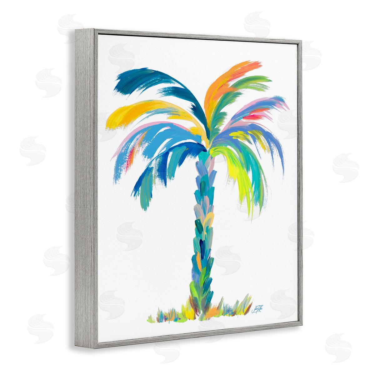 Bold Brushed Palm Grey Frame Print Wall Art, Home Decor by Julie DeRice