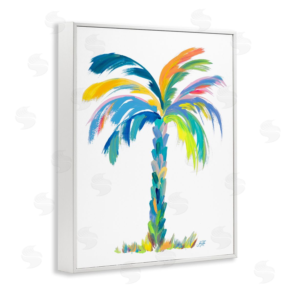 Bold Brushed Palm White Frame Print Wall Art, Home Decor by Julie DeRice