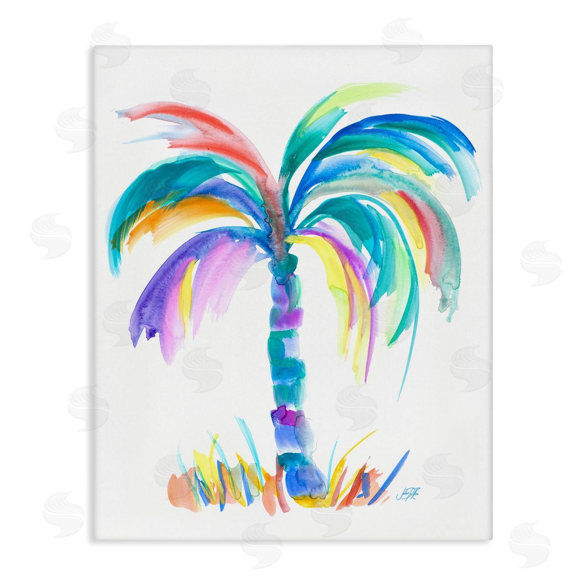 Brushed Palm Tree Canvas Wall Art, Home Decor by Julie DeRice