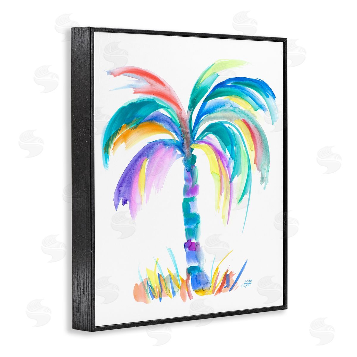 Brushed Palm Tree Black Frame Print Wall Art, Home Decor by Julie DeRice