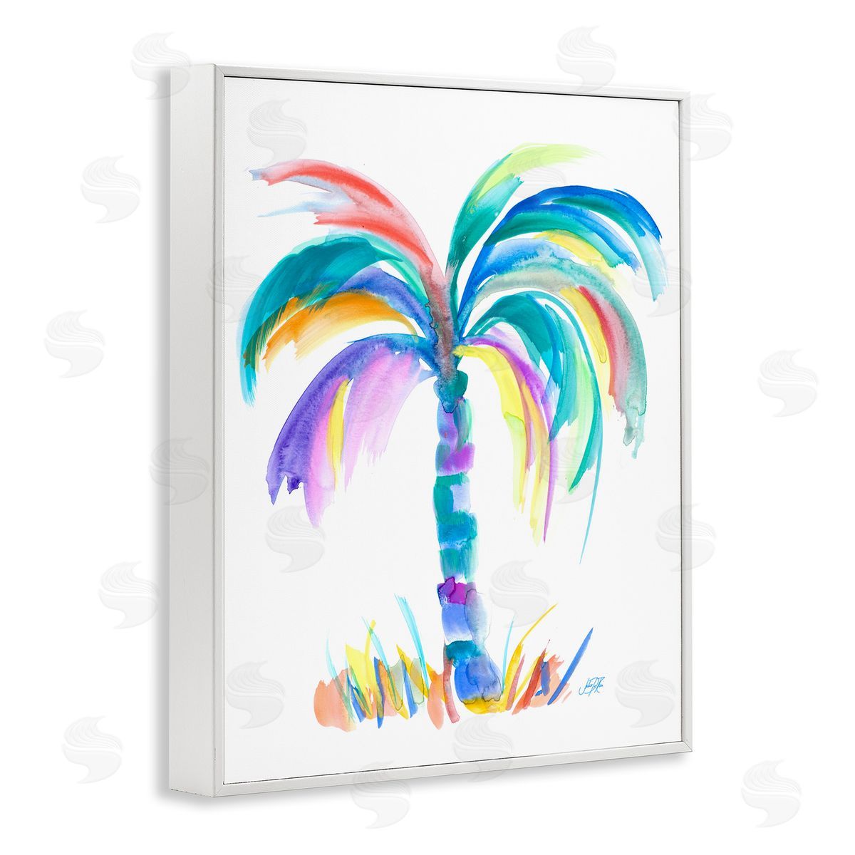 Brushed Palm Tree White Frame Print Wall Art, Home Decor by Julie DeRice