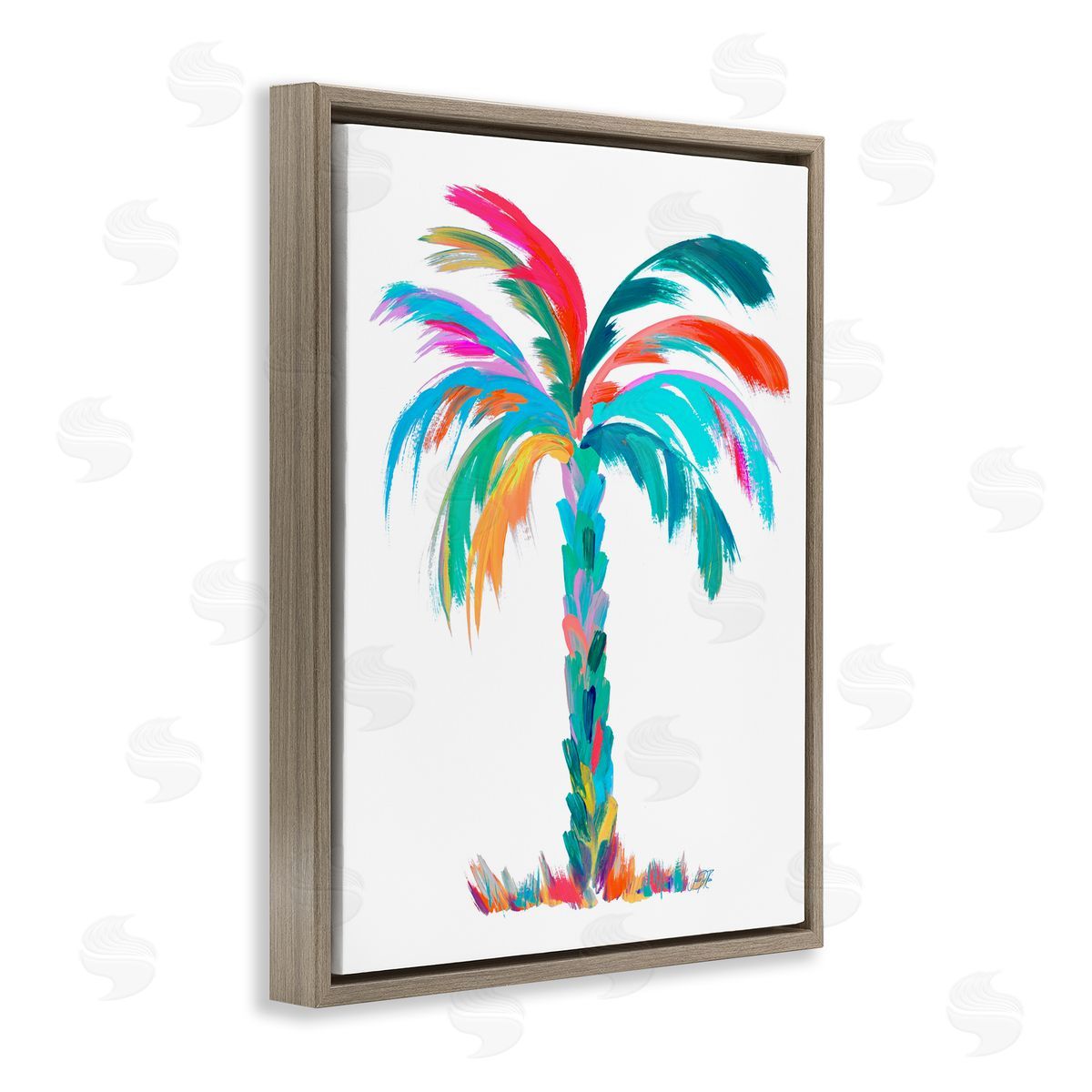 Vivid Palm Tree Brown Floating Frame Canvas Wall Art, Home Decor by Julie DeRice
