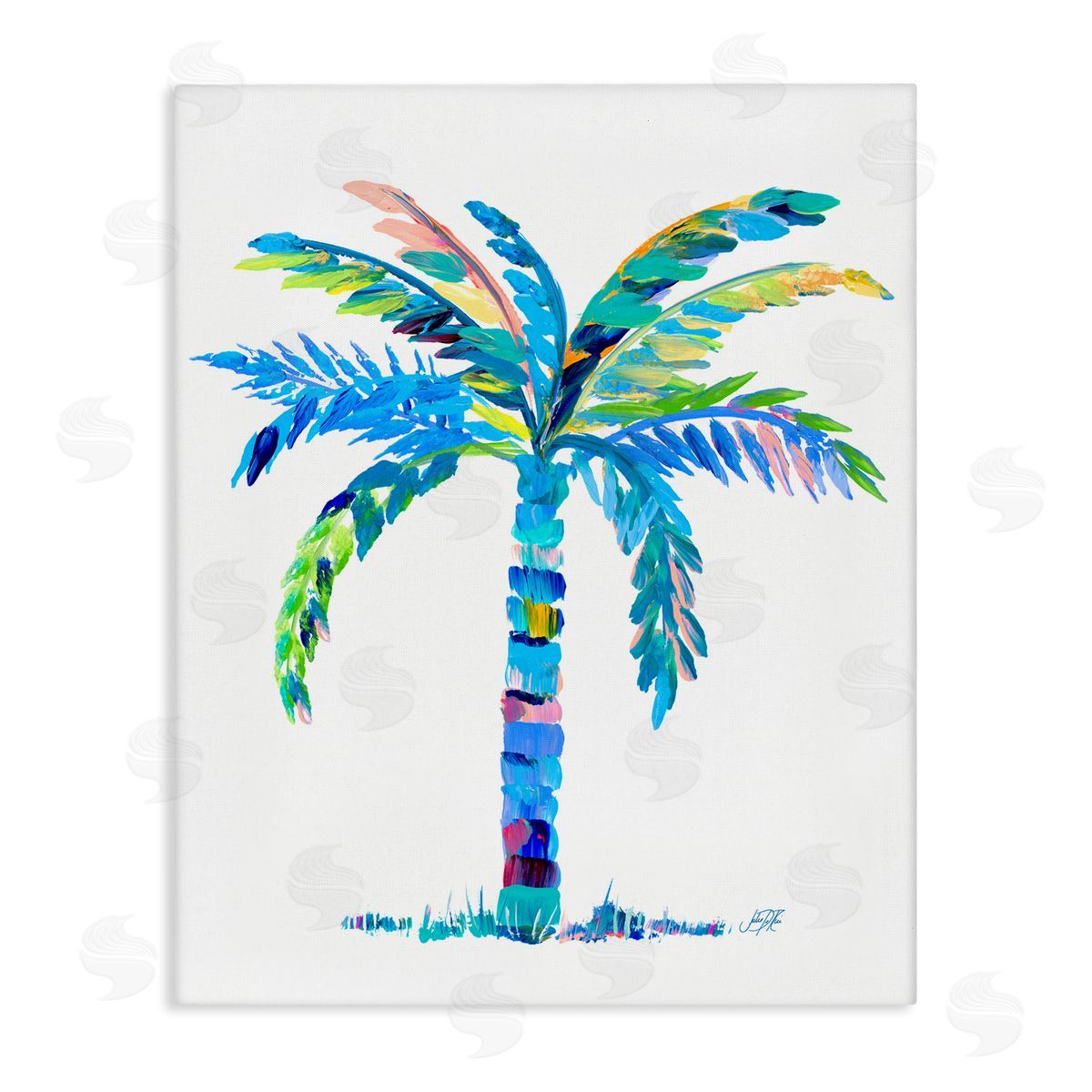 Bold Blue Palm Tree Canvas Wall Art, Home Decor by Julie DeRice