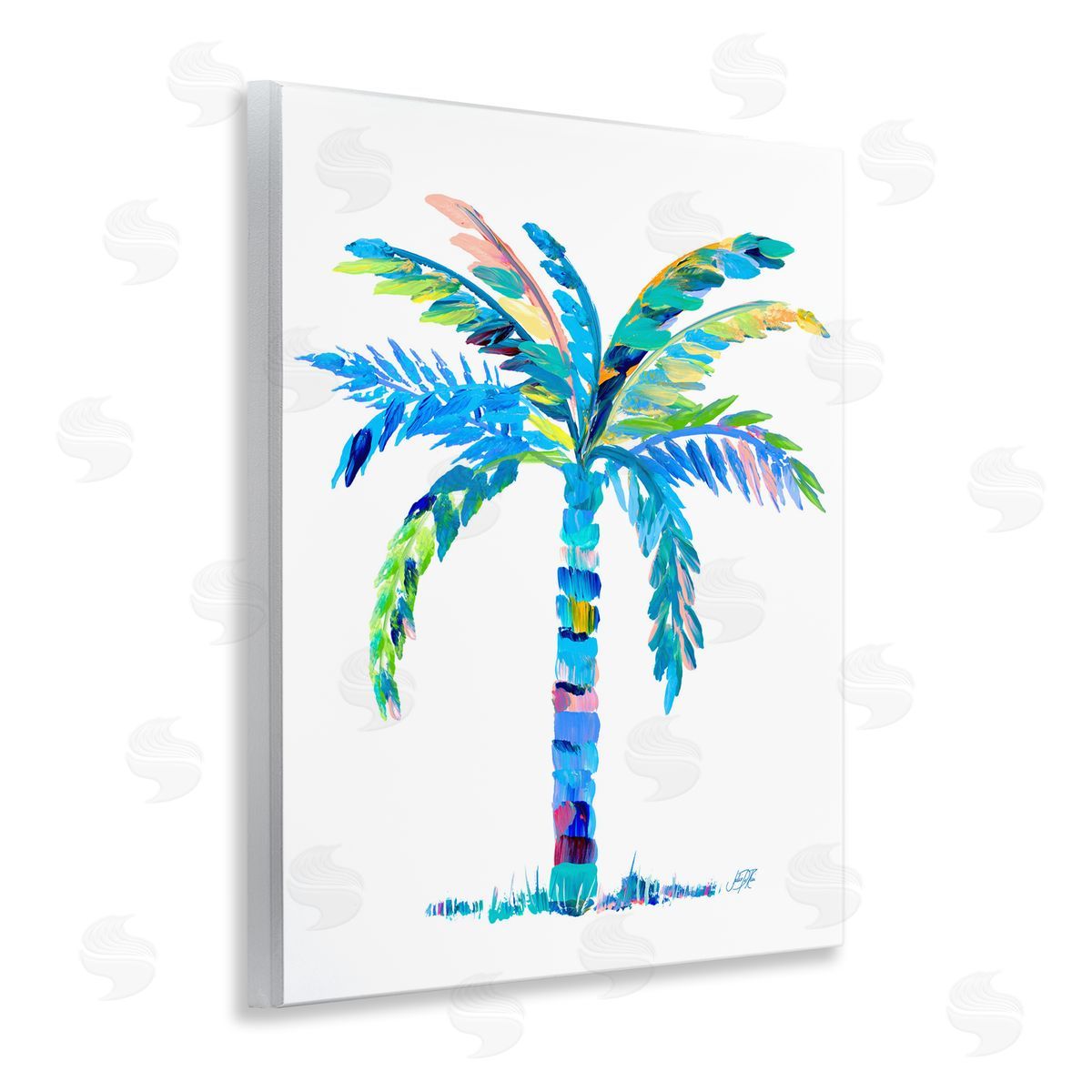 Bold Blue Palm Tree Wood Plaque Wall Art, Home Decor by Julie DeRice