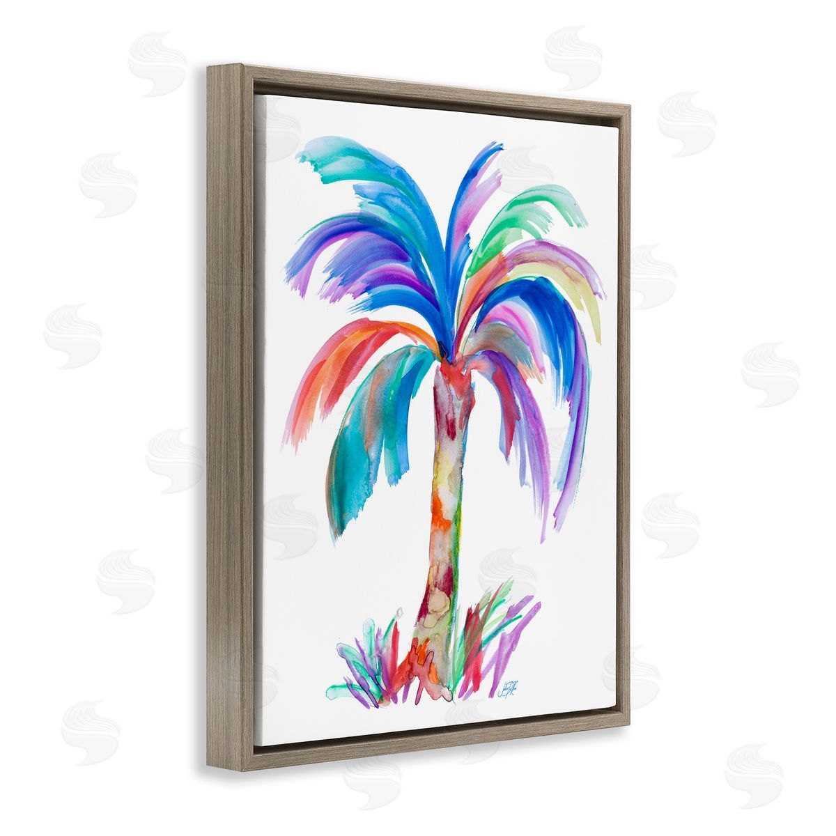 Bold Palm Tree Brown Floating Frame Canvas Wall Art, Home Decor by Julie DeRice