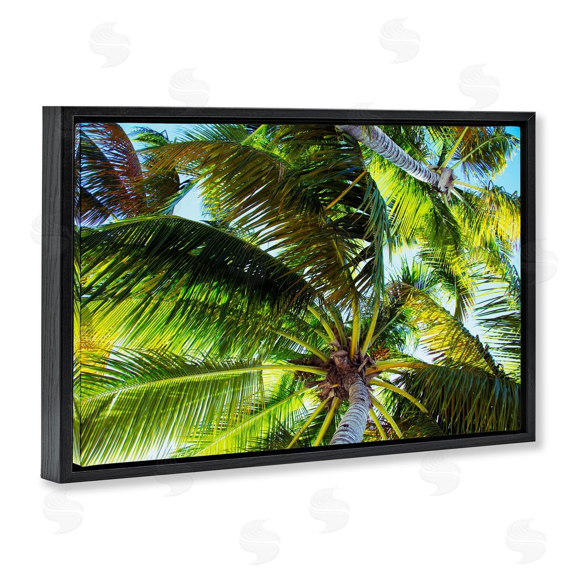 Swaying Palm Leaves Black Floating Frame Canvas Wall Art, Home Decor by Emily Navas
