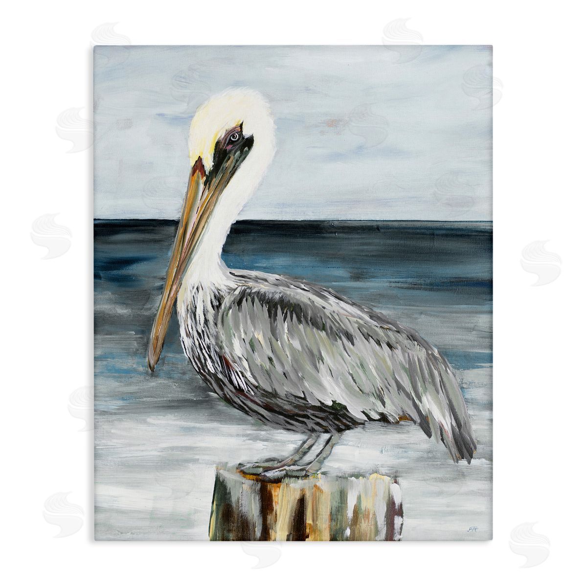 Peaceful Beach Pelican Canvas Wall Art, Home Decor by Julie DeRice