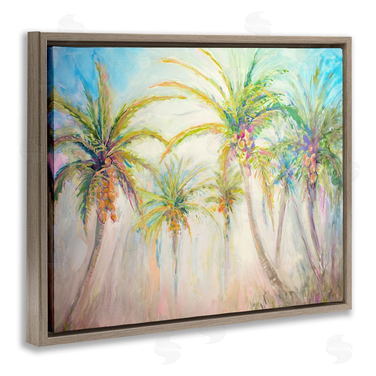 Swaying Palms Abstract Brown Floating Frame Canvas Wall Art, Home Decor by Diannart