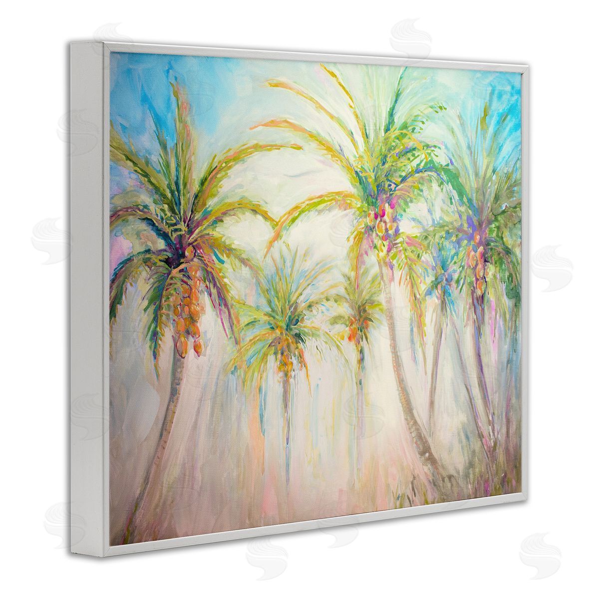 Swaying Palms Abstract White Frame Print Wall Art, Home Decor by Diannart