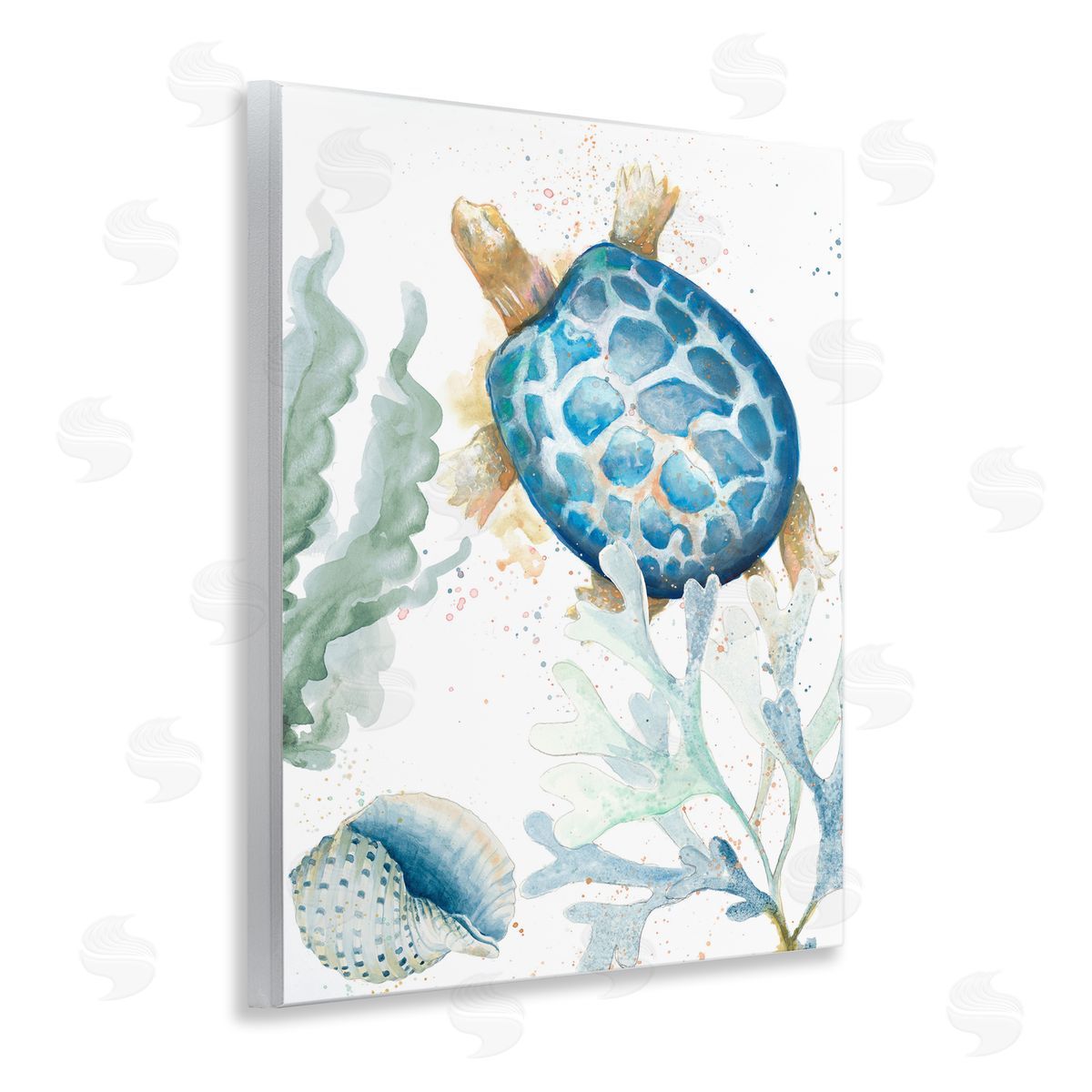 Speckled Turtle and Coral Wood Plaque Wall Art, Home Decor by Patricia Pinto