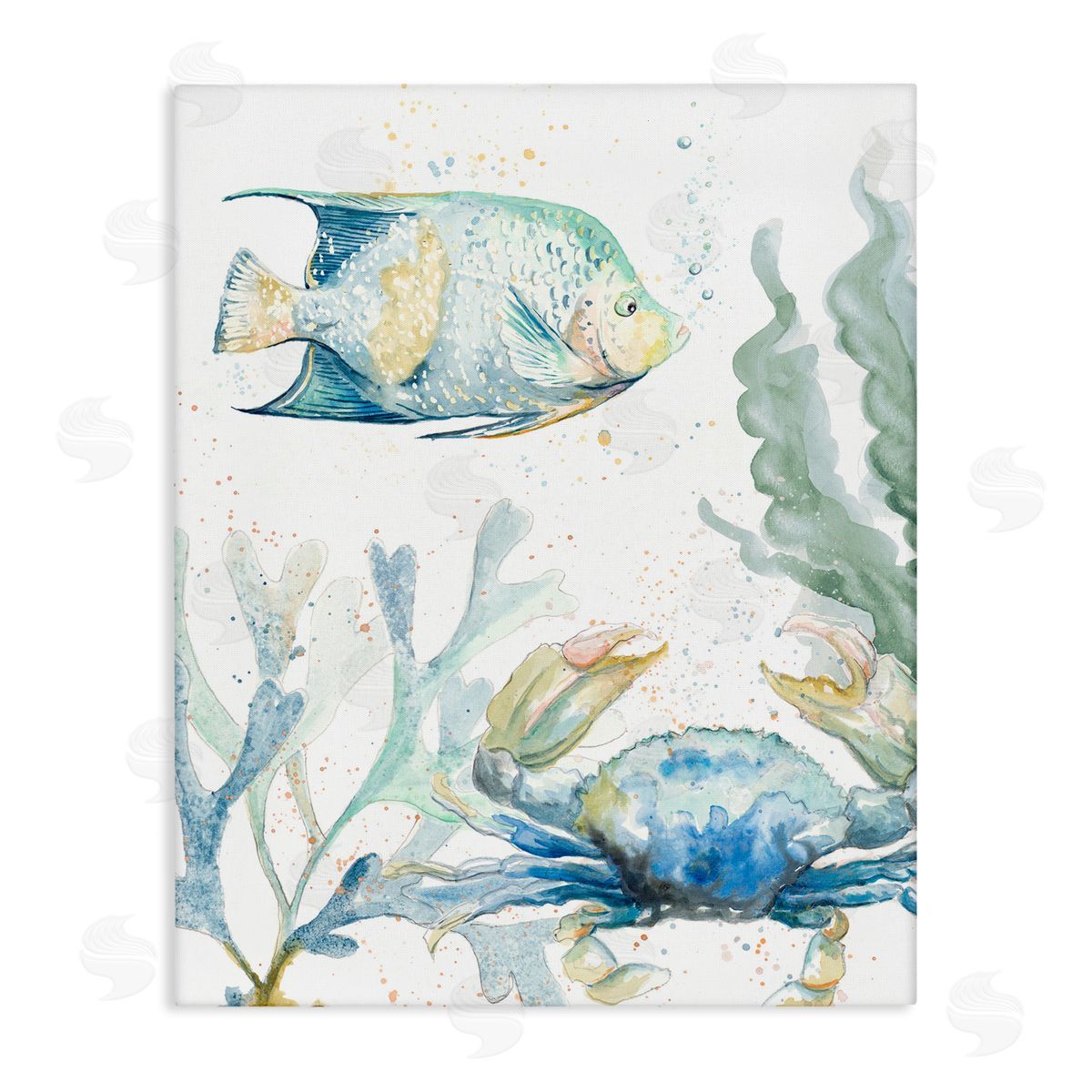 Crab and Fish Scene Canvas Wall Art, Home Decor by Patricia Pinto