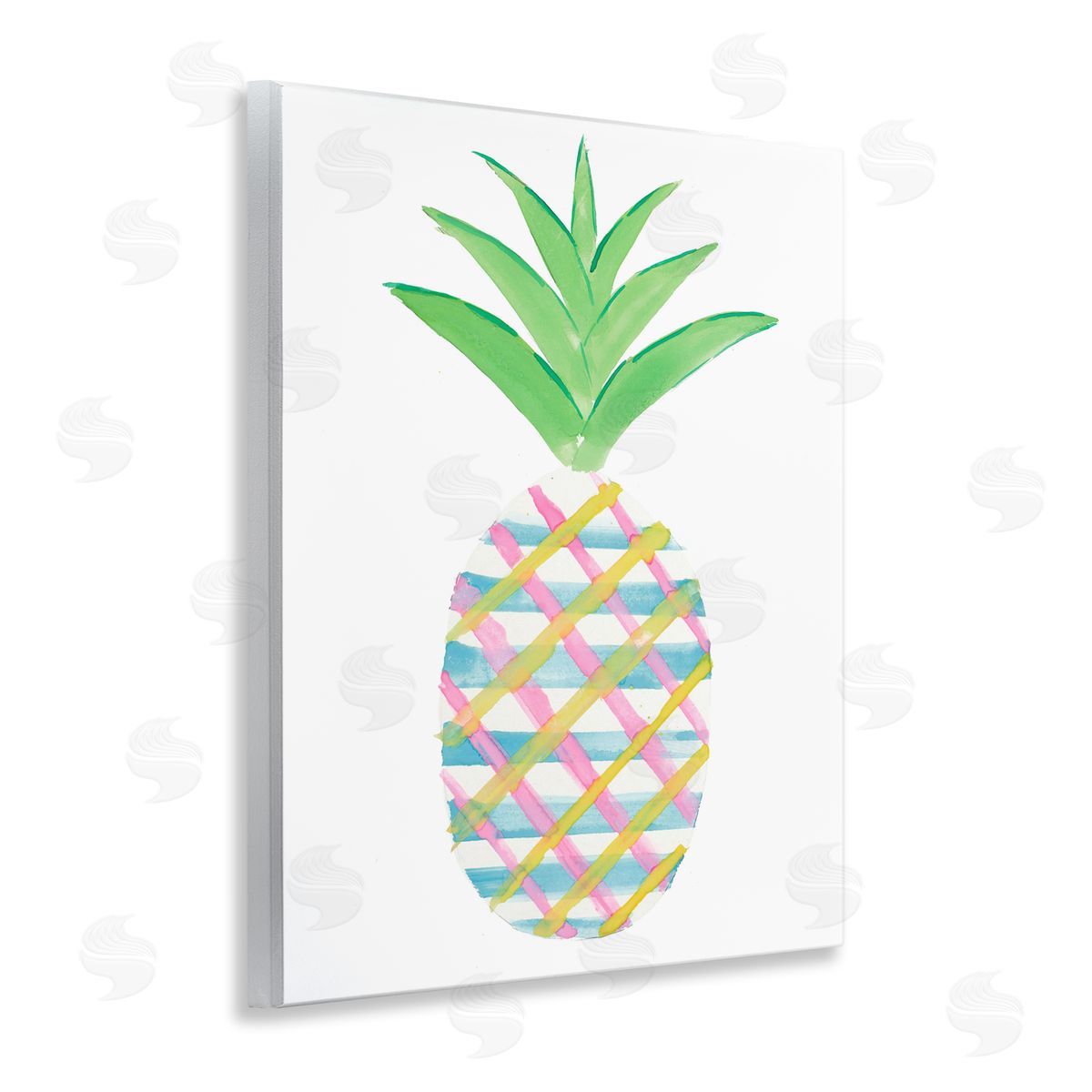 Plaid Pineapple Fruit Wood Plaque Wall Art, Home Decor by Julie DeRice