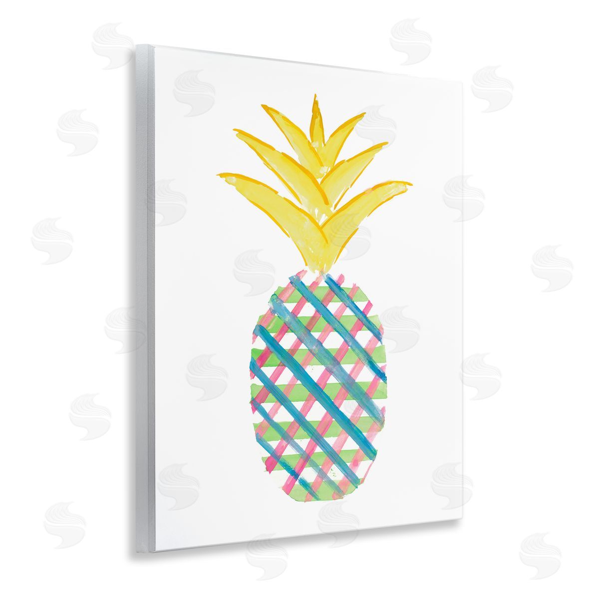 Plaid Patterned Pineapple Wood Plaque Wall Art, Home Decor by Julie DeRice